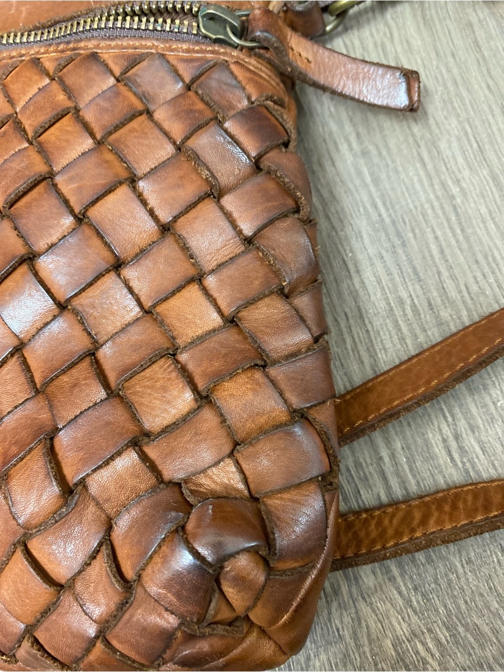 Pikolinos Brown Woven Smooth Leather Adjustable Strap Shoulder Bag Handbag Purse - Picture 9 of 15